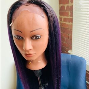 Dark purple closure wig